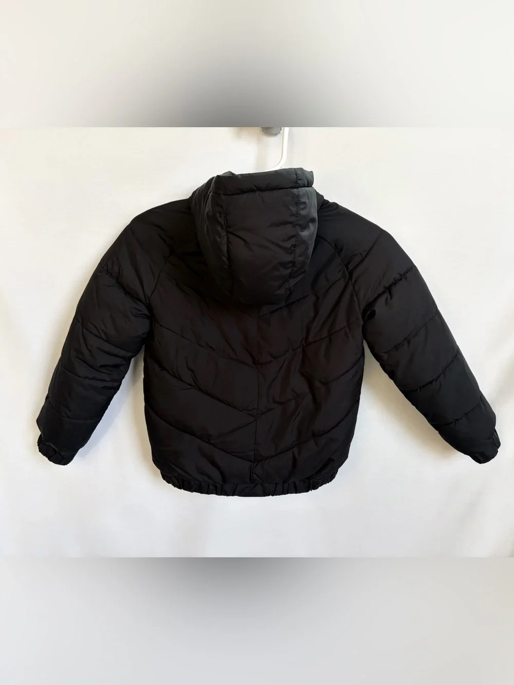 Nike Black Kids Hooded Puffer Jacket with White Logo